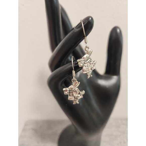 Silver Dangle Rabbit Earrings Rabbit Lover Earrings - Picture 6 of 10